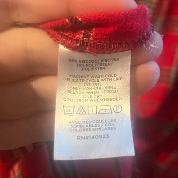 LOFT Red Plaid Long Sleeved Dress with Button Down Front and Collar - Picture 4 of 5